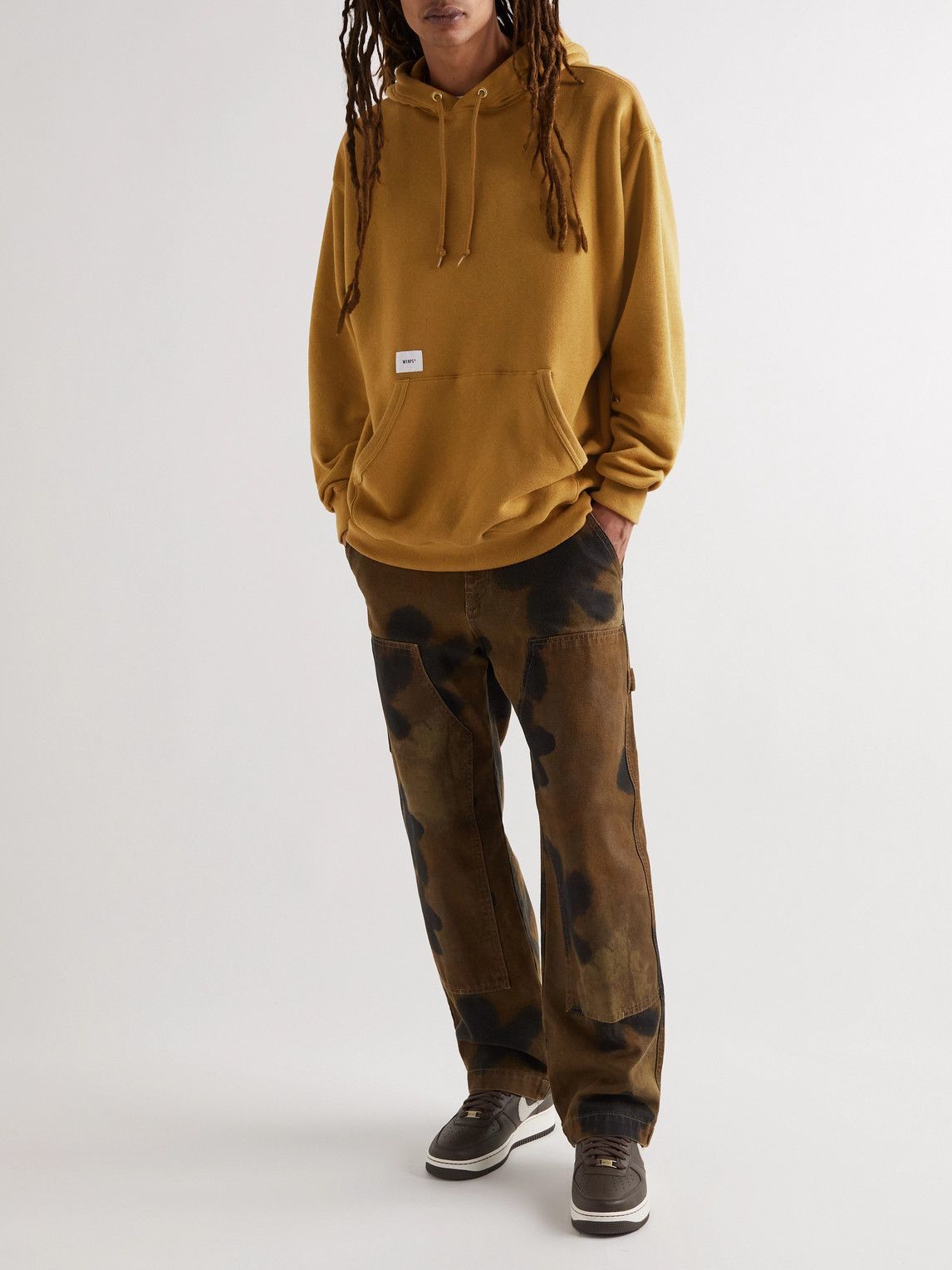 WTAPS - Blank Logo-Appliquéd Cotton-Jersey Hoodie - Brown WTAPS