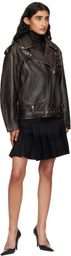 McQueen Brown Oversized Antiqued Leather Biker Jacket