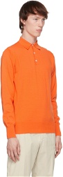 DOPPIAA Orange Knit Aaric Long Sleeve Polo