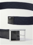 Berluti - 3.5cm Venezia Leather-Trimmed Woven Cord Belt - Blue