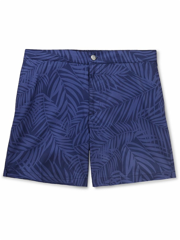 Photo: Peter Millar - Porto Palms Slim-Fit Short-Length Printed Swim Shorts - Blue