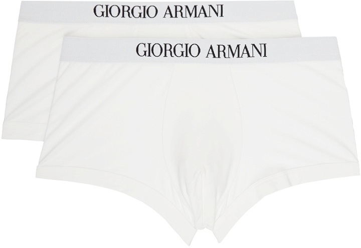 Photo: Giorgio Armani Two-Pack White Logo Boxers