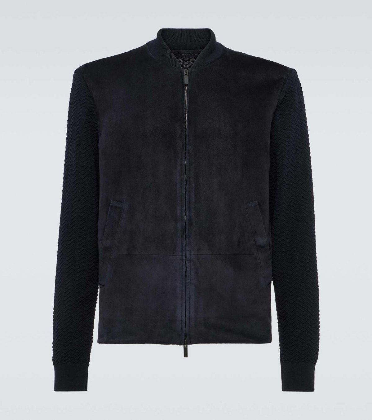Giorgio Armani Suede, wool, and cashmere bomber jacket