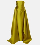 Solace London Draped strapless satin gown