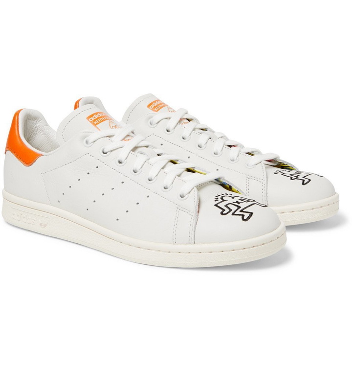 Photo: adidas Originals - Keith Haring Stan Smith Embroidered Leather Sneakers - Off-white