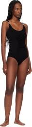 Versace Black Stretch Crêpe Jersey Draped Bodysuit