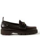G.H. Bass & Co. - Nicholas Daley Lincoln Weejuns® Embellished Suede-Trimmed Croc-Effect Leather Loafers - Brown