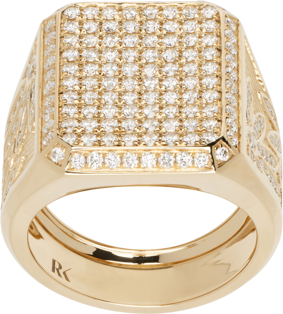 Rainbow K Gold Diamond Signet Ring