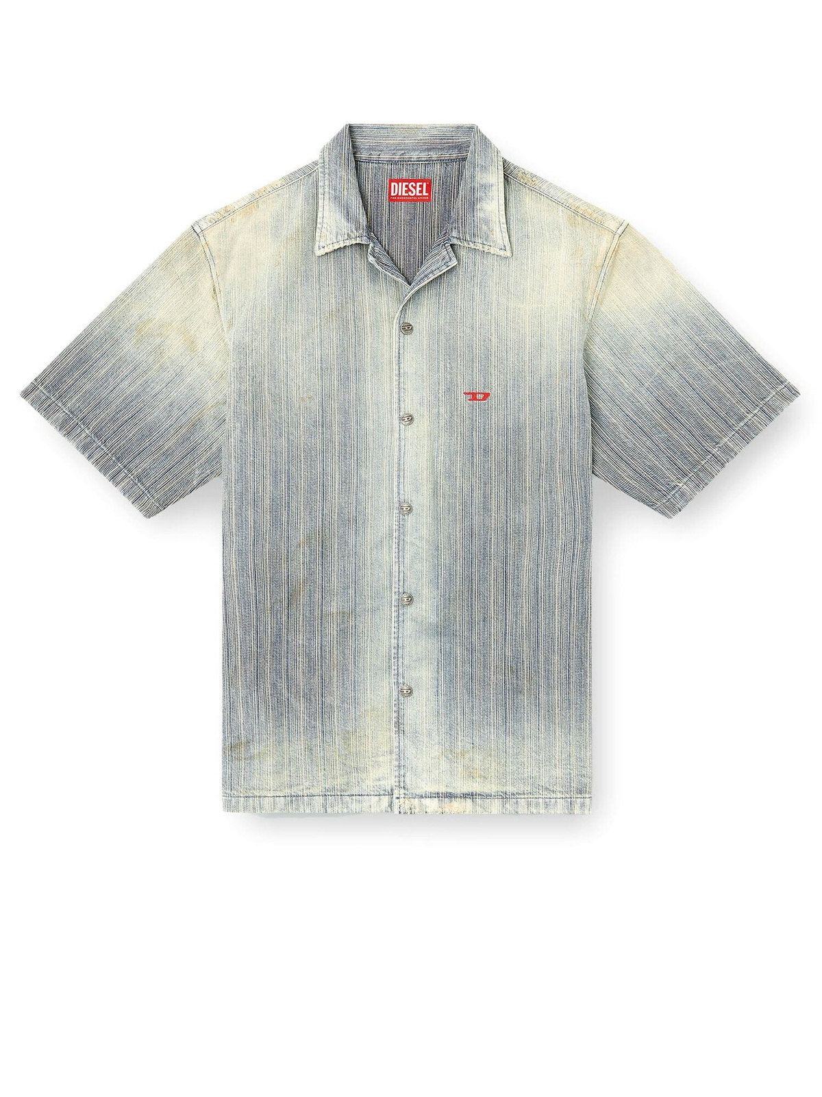 Diesel D-nabil-d Striped Distressed Denim Shirt