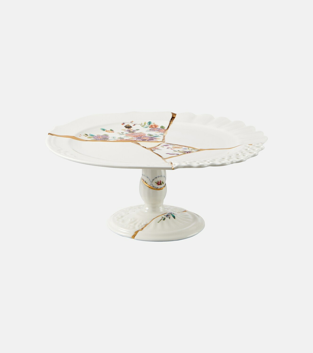 Seletti Kintsugi gold-plated porcelain cake stand