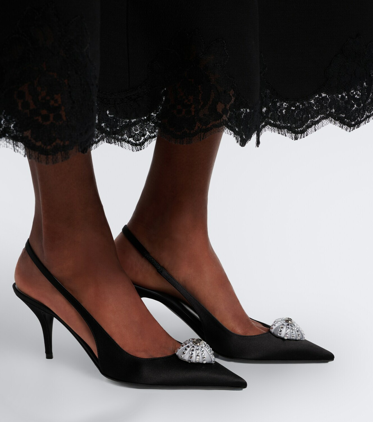 Valentino Garavani Cœur Royal velvet slingback pumps
