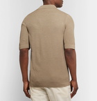 Dunhill - Tussah Silk-Mesh Polo Shirt - Beige