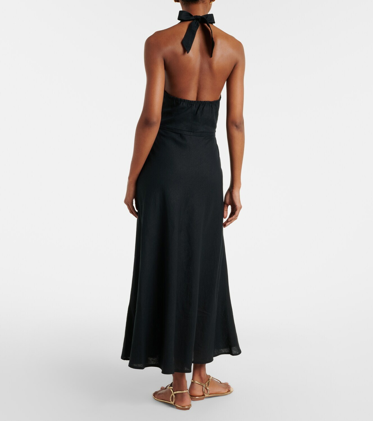ViX Paula Hermanny Hailey halterneck linen-blend midi dress