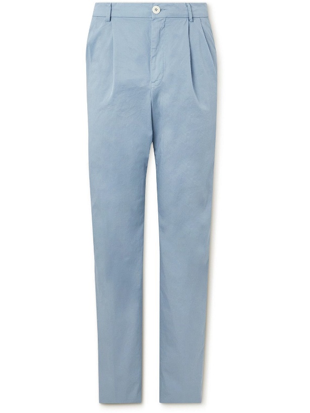 Photo: Caruso - Panarea Straight-Leg Pleated Cotton-Blend Twill Suit Trousers - Blue