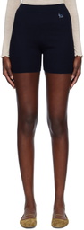 Maison Kitsuné Navy Baby Fox Patch Fine Ribbed Shorts