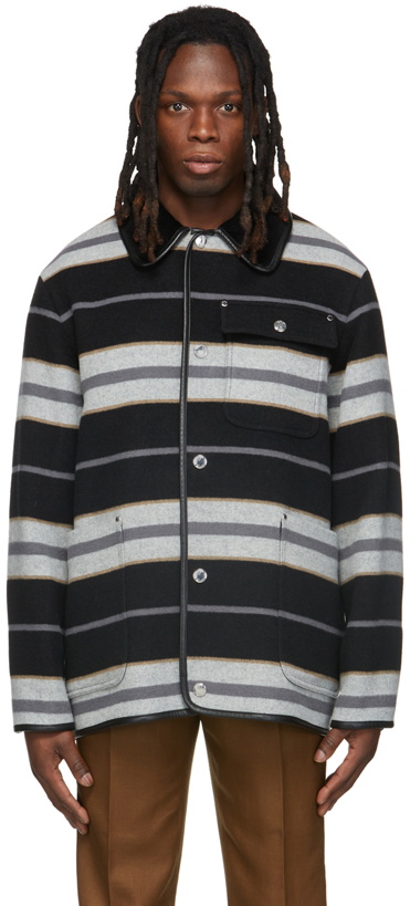 Photo: Burberry Black & Grey Striped Wool Jacket