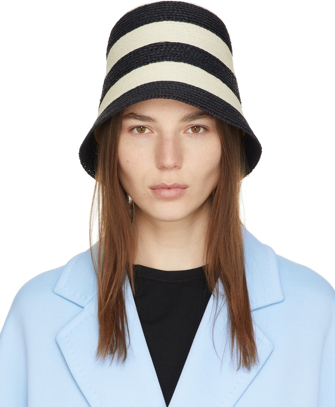 Photo: S Max Mara Navy & Beige Striped Orma Beach Hat