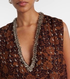 Dries Van Noten Floral embellished georgette midi dress