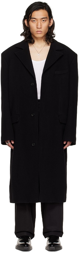 Photo: LU'U DAN SSENSE Exclusive Black Teddy Oversized Tailored Coat