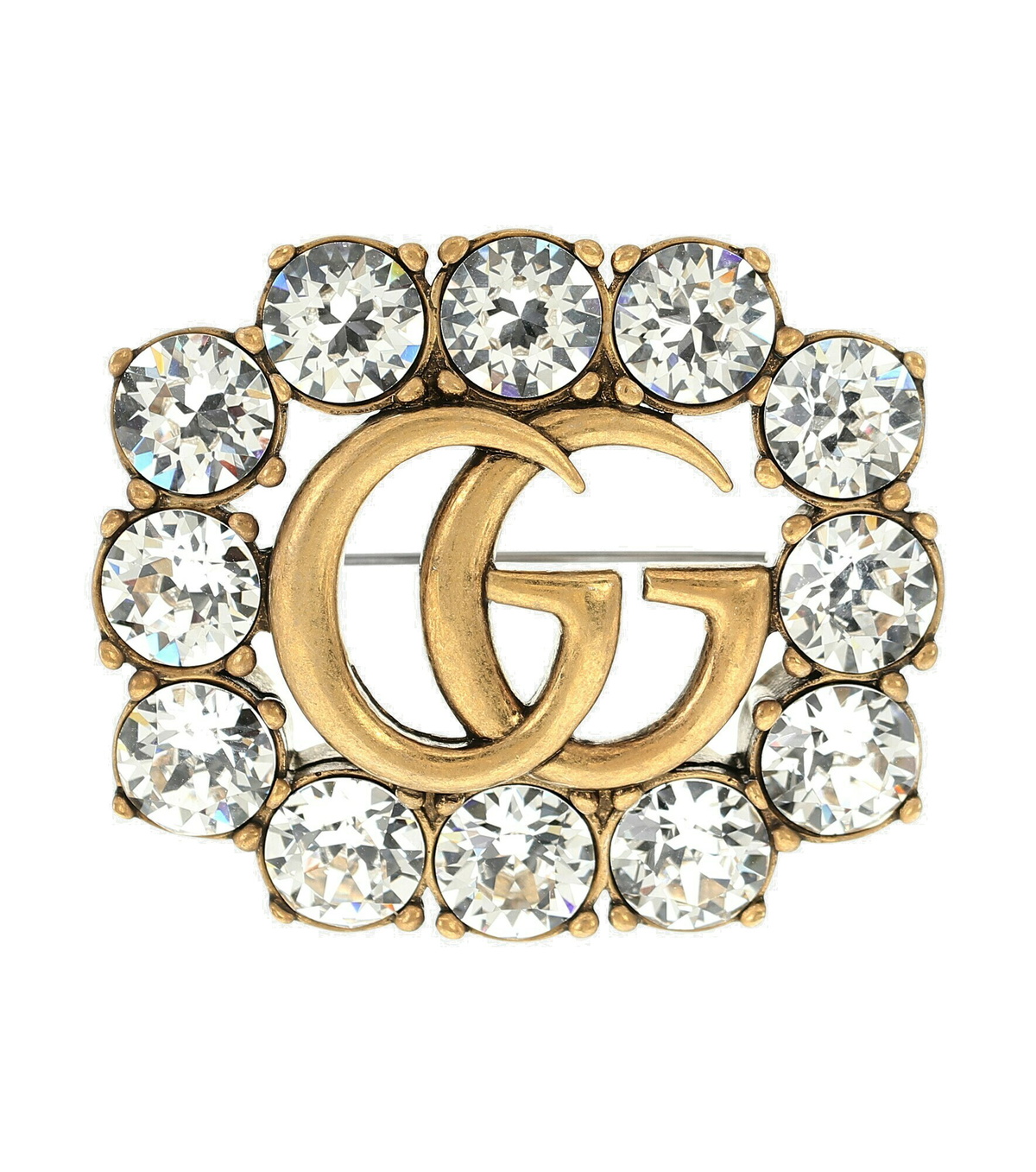 Gucci - Double G crystal-embellished brooch Gucci