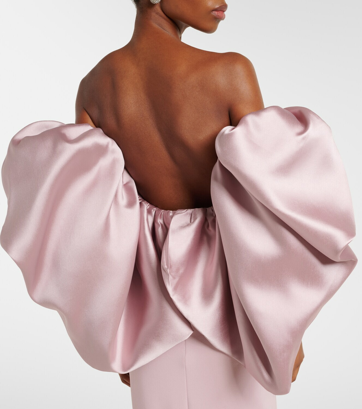 Solace London Floris satin-trimmed off-shoulder gown