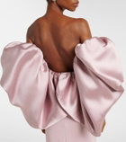 Solace London Floris satin-trimmed off-shoulder gown