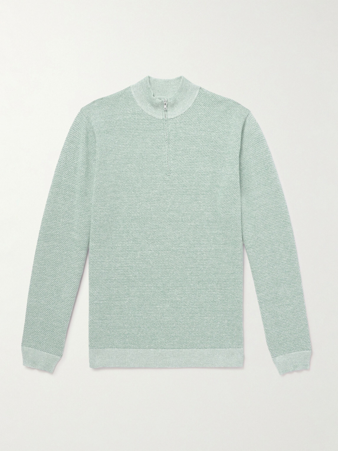 Peter Millar - Barlow Merino Wool, Linen and Cotton-Blend Half-Zip Sweater - Green