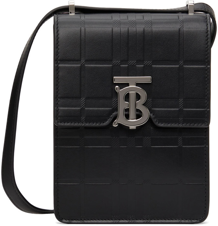 Photo: Burberry Black Embossed Check Robin Pouch