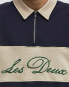 Les Deux Cory Zipper Rugby Sweatshirt blue/beige Mens Half-Zip