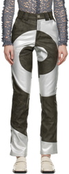 BARRAGÁN Brown & Silver Cosmic Spiral Faux-Leather Trousers