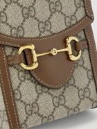 GUCCI - Horsebit Leather-Trimmed Monogrammed Coated-Canvas Pouch
