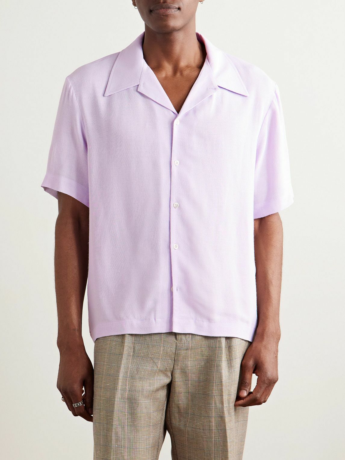 Séfr - Noam Convertible-Collar Voile Shirt - Purple