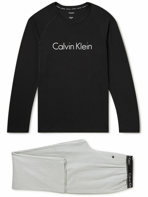 Photo: Calvin Klein Underwear - Logo-Print Cotton-Blend Jersey Pyjama Set - Black