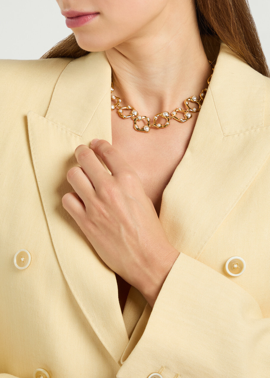 Joanna Laura Constantine Statement Wave 18kt Gold-plated Necklace - One Size