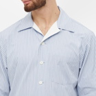 Auralee Men's Strriped Vacation Shirt in Blue Stripe