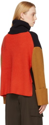 Victoria Beckham Red & Navy Jumbo Cuff Merino Turtleneck