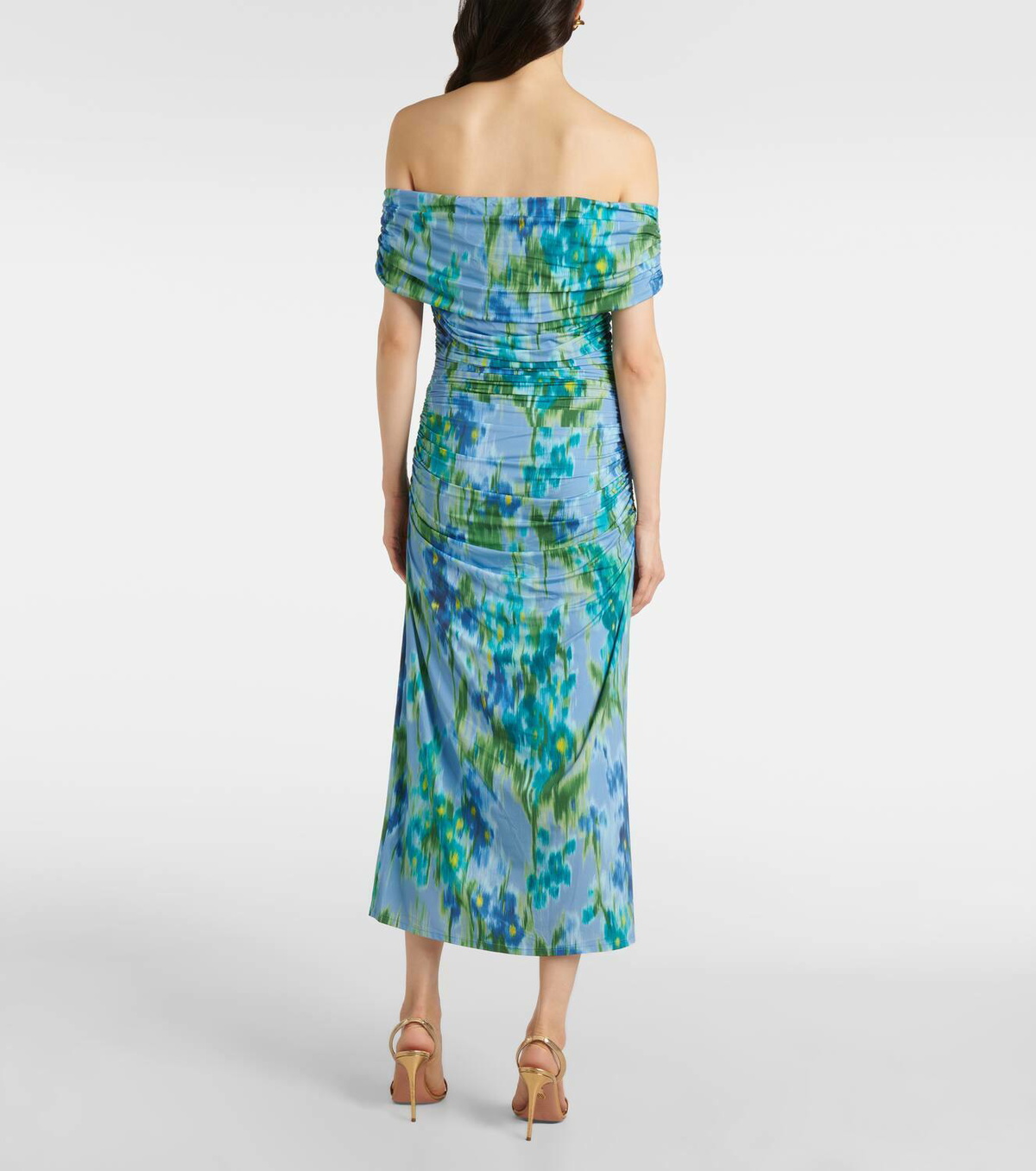 ワンピース Carolina Herrera 'Off-Shoulder 3/4 SLV Ruched Midi' dress Carolina Herrera 'Off-Shoulder 3/4 Slv Ruched Midi' Dress