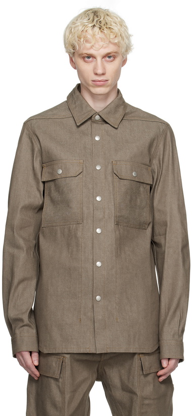 Photo: Rick Owens DRKSHDW Khaki Spread Collar Denim Shirt