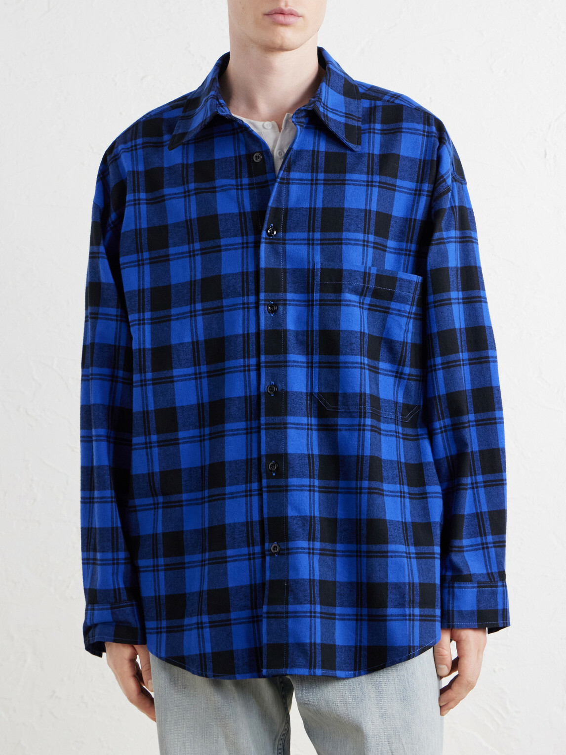 AGOLDE - Stanhope Checked Cotton-Flannel Shirt - Blue