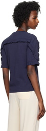 See by Chloé Navy Ruffled T-Shirt