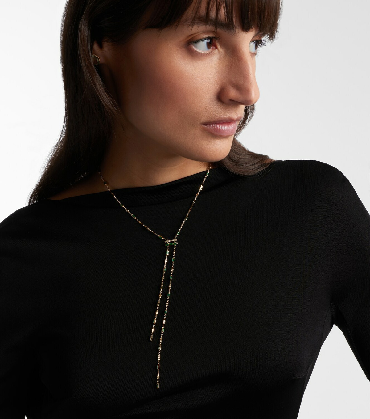 Shay Jewelry 18kt gold necklace with emeralds and diamonds