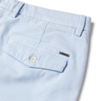 Hugo Boss - Pleated Stretch-Cotton Shorts - Blue