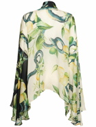 ROBERTO CAVALLI Printed Silk Chiffon Shirt with Scarf