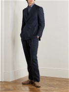 Richard James - Tapered Pleated Linen Suit Trousers - Blue