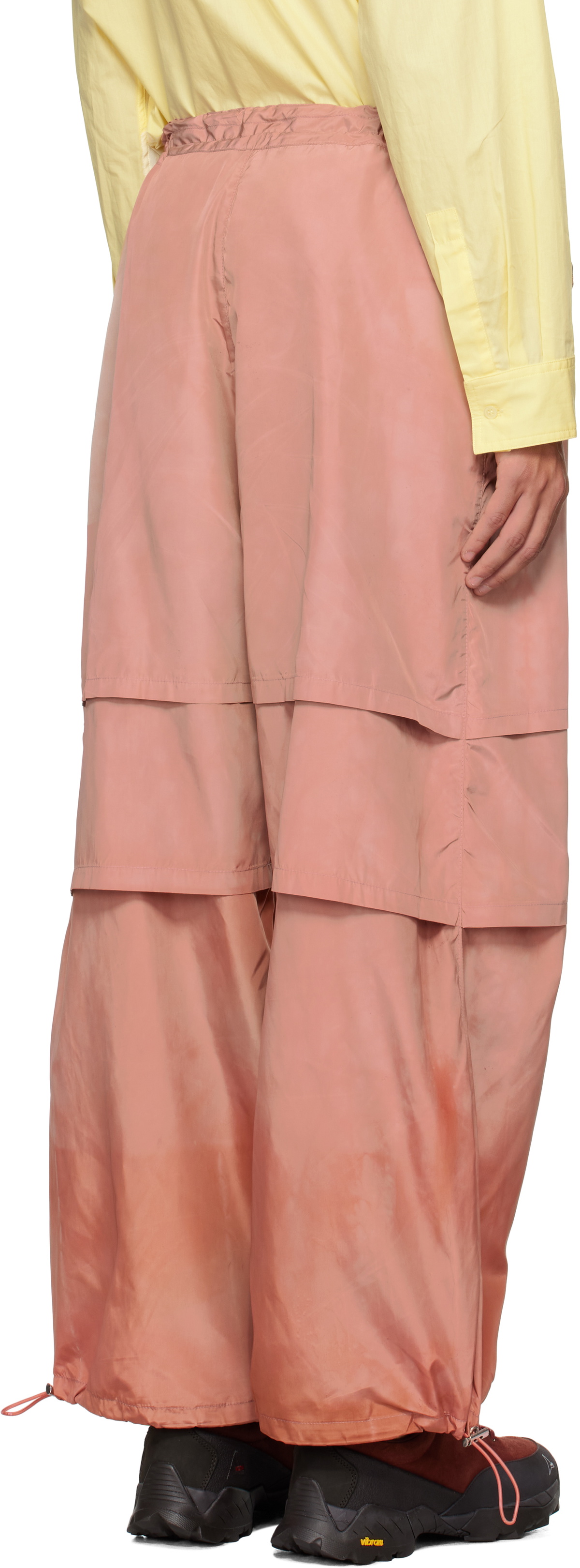 Charlie Constantinou Red Triple Layered Nylon Trousers