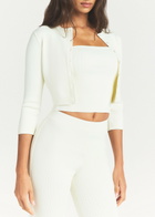 Skims Cropped Knit Cardigan Natural