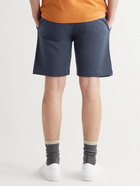 A.P.C. - Logo-Print Fleece-Back Cotton-Jersey Drawstring Shorts - Blue