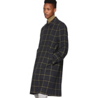 Paul Smith Navy and Yellow Check Oversized Coat