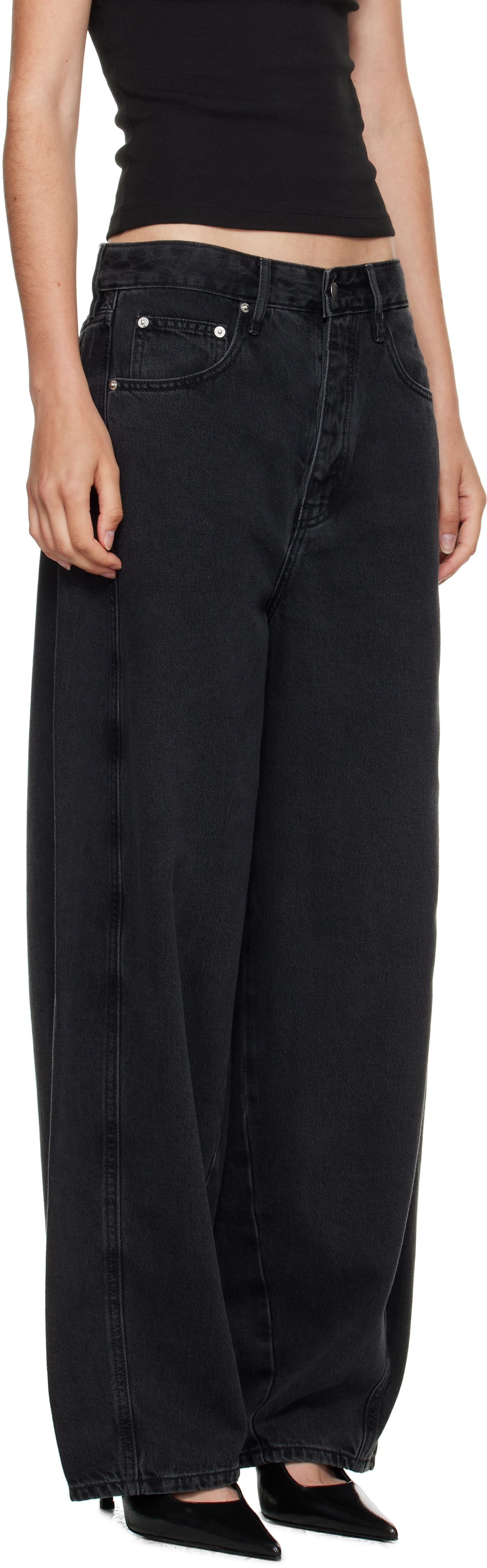 St. Agni Black Outland Denim Edition Mid Rise Balloon Jeans