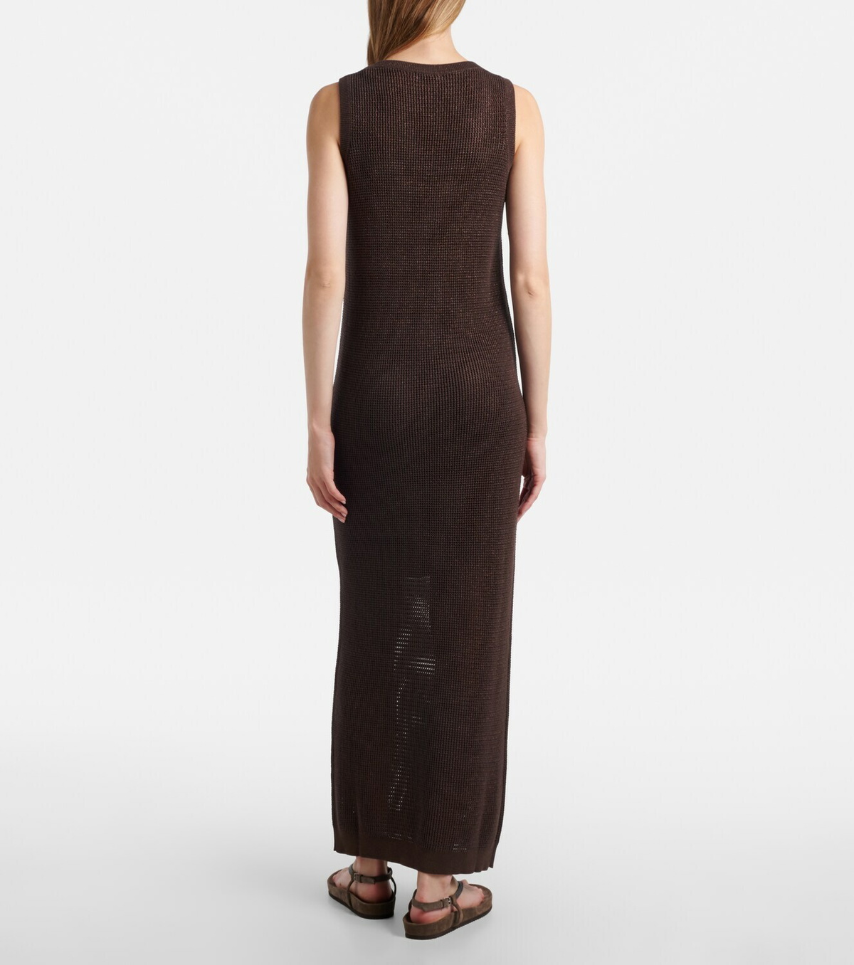 Brunello Cucinelli Open-knit cotton-blend maxi dress